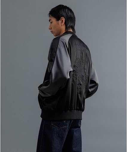 アダムエロペ ユーフォリア スカジャン M 刺繍 オーバーサイズ でかロゴ 黒灰 Amazon | [アダムエロペ] WEB限定 スカジャン ”EUPHORIA” 刺繍